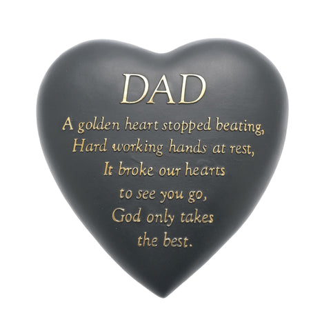 Graveside Dark Grey Heart Plaque - Dad