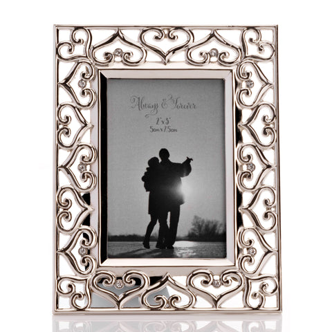 Silverplated Hearts Photo Frame 2" x 3"