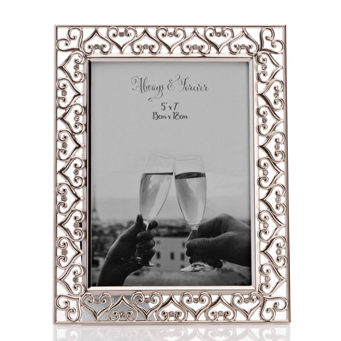 Silverplated Hearts Photo Frame 5" x 7"